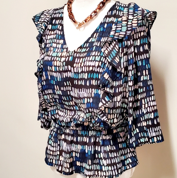 [The Limited] Ruffle Front Abstract Blouse - Picture 2 of 8